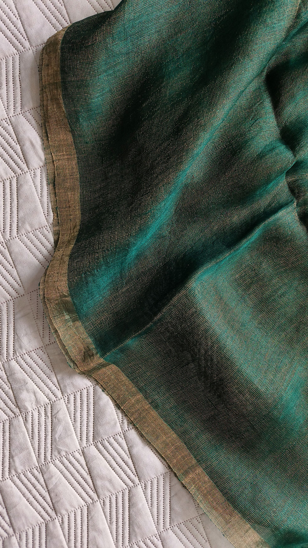 Tissue Silk Linen Saree Green
