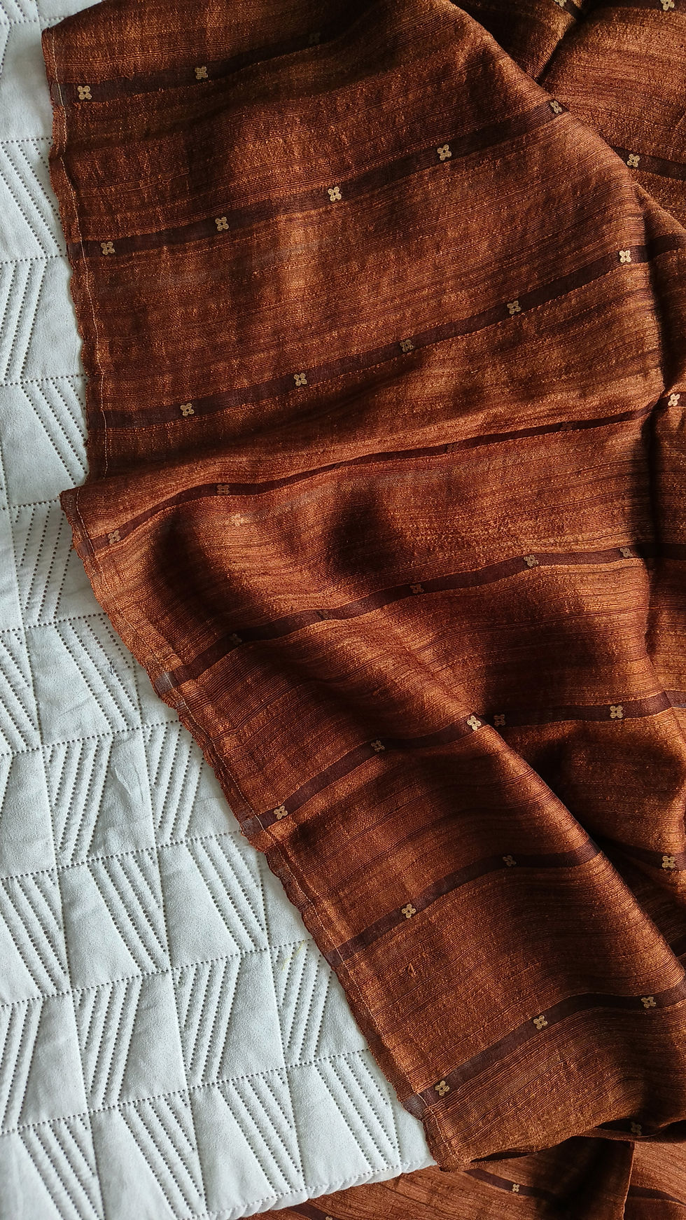Thumbnail: Pure Matka Silk Saree with Handwoven Muslin Silk Jamdani Pallu- Brown