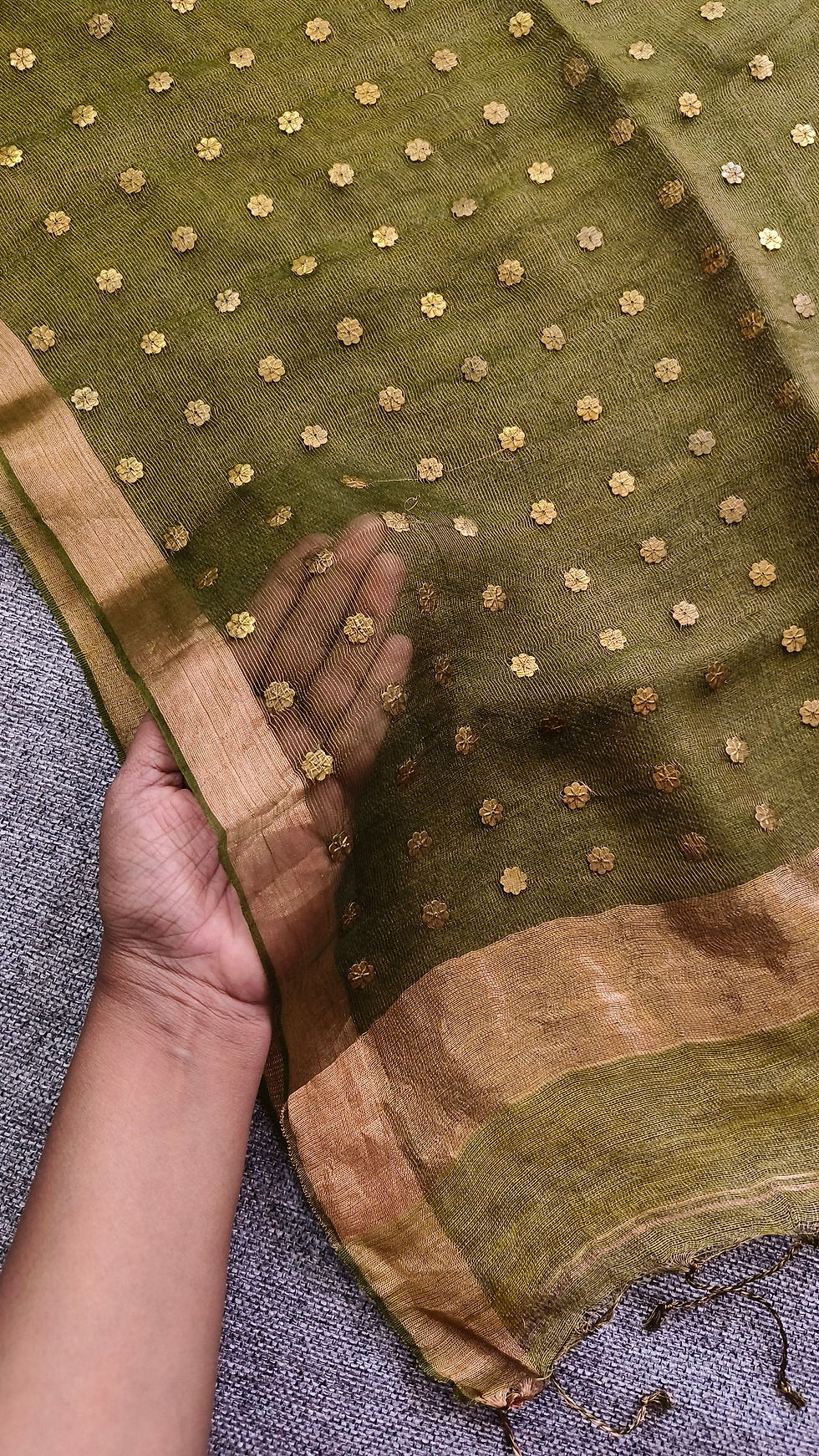 Handloom tissue silk linen saree