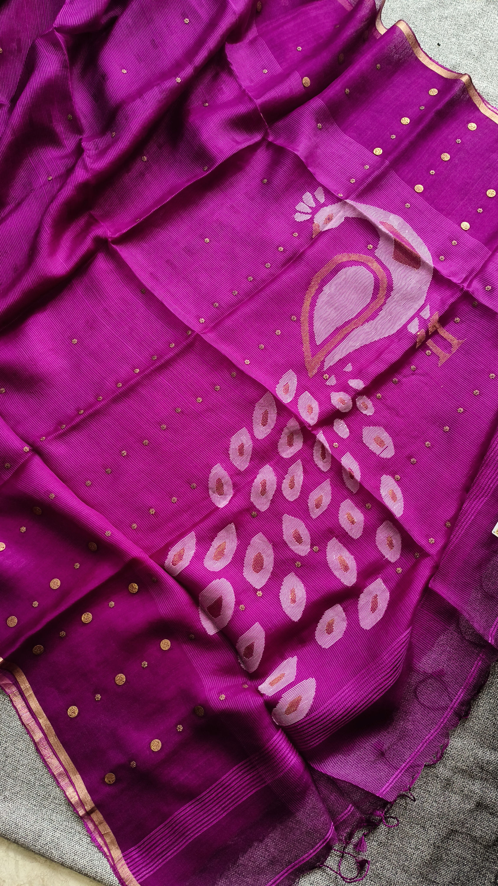 Premium Muslin Silk Jamdani Saree - Purple