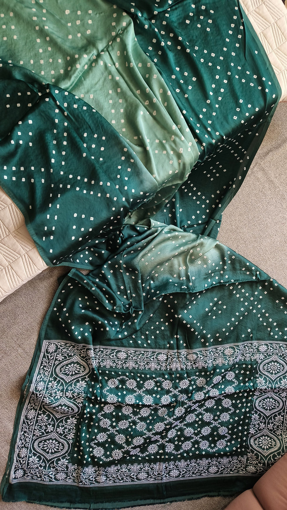 Thumbnail: Handmade Designer Bandhani Modal Silk Saree