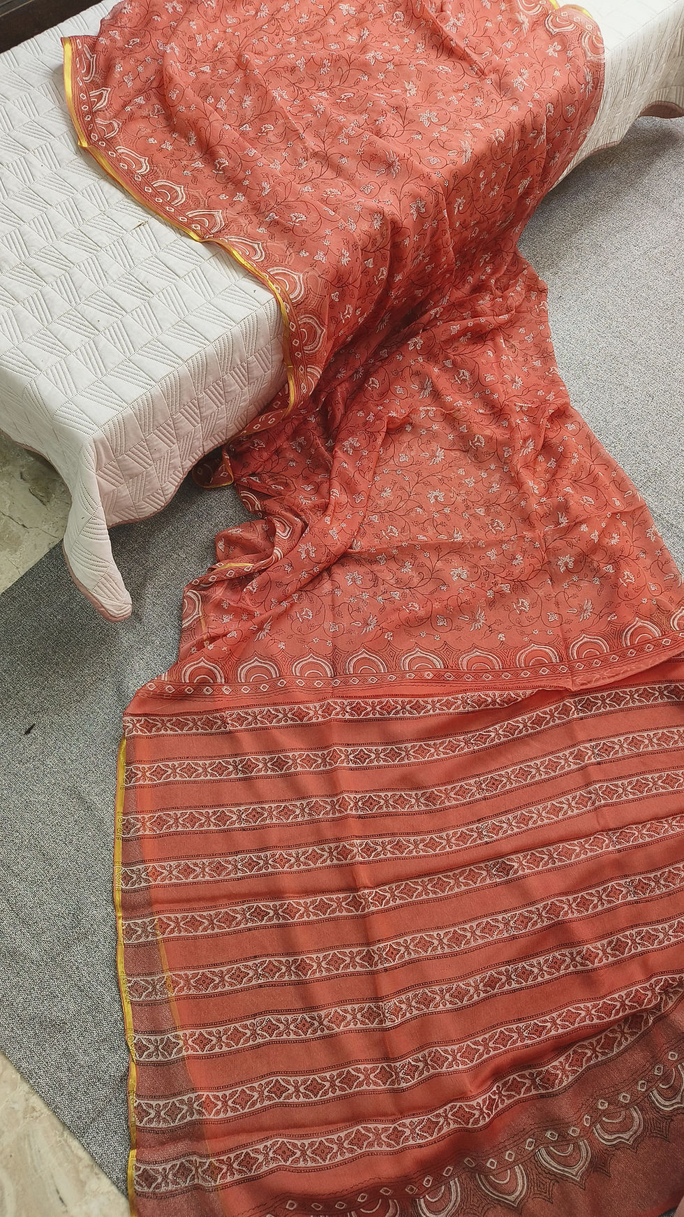 Handblock printed chiffon saree for summer