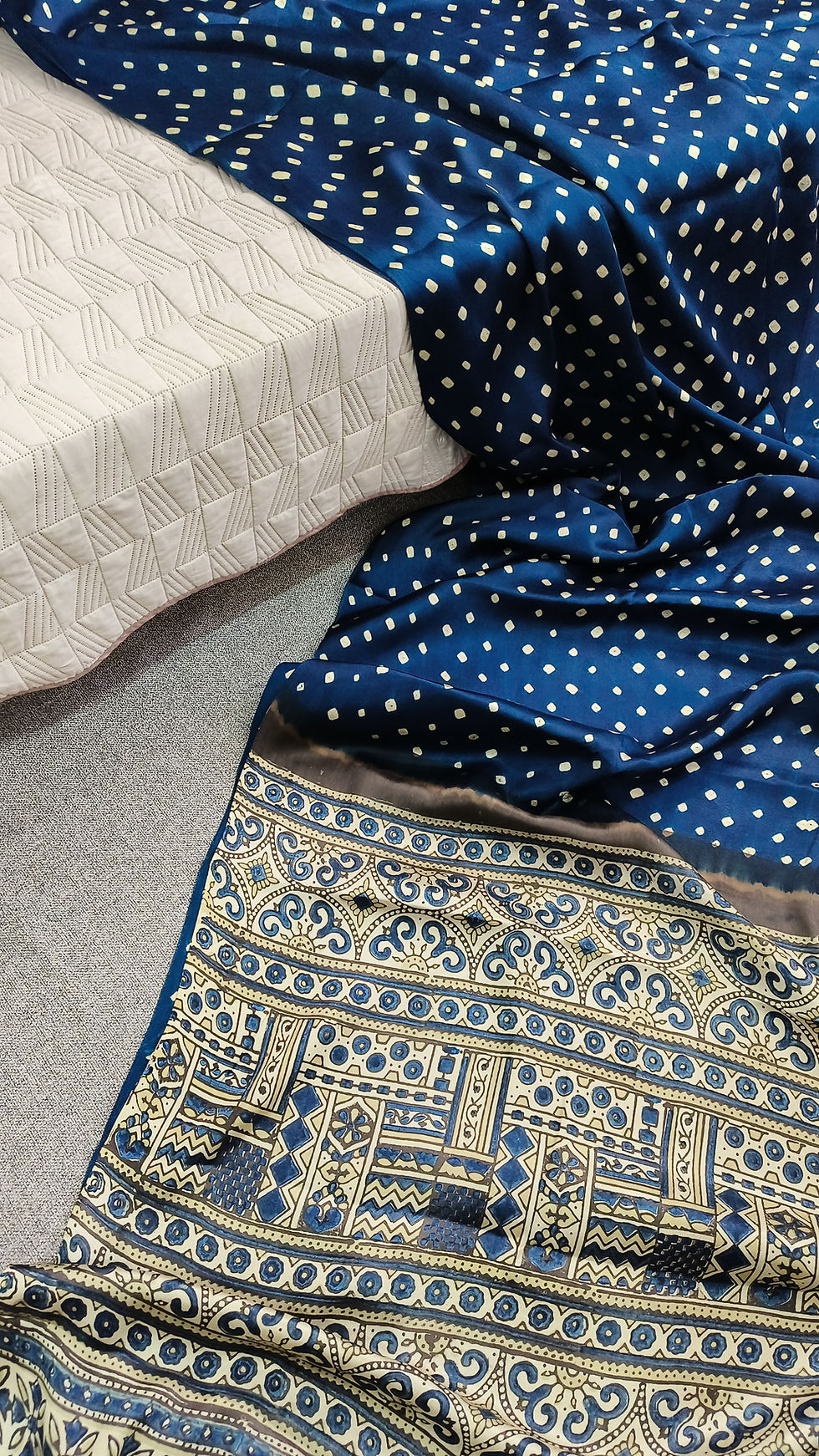 Thumbnail: Traditional Ajrakh block print geometric pattern using natural dye