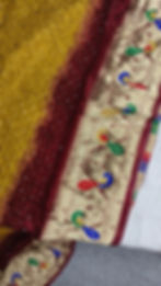 Paithani style woven border on Bandhani silk saree
