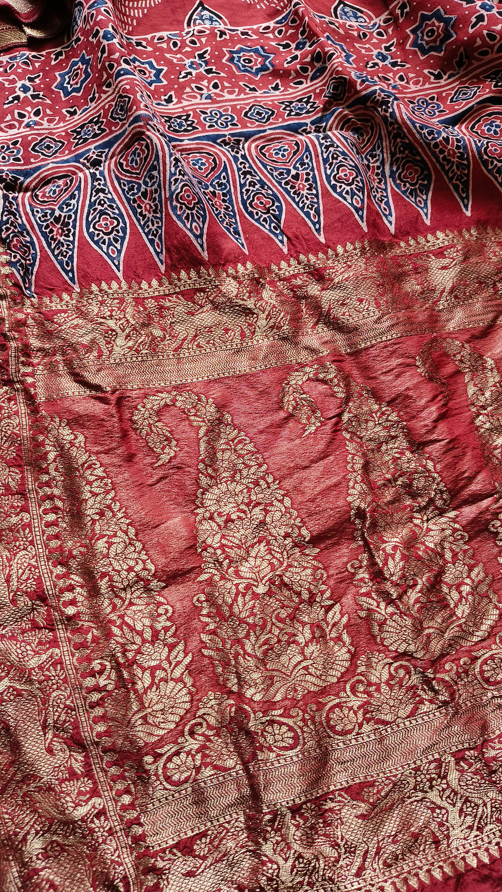 Thumbnail: Ajrakh Dola Silk Saree
