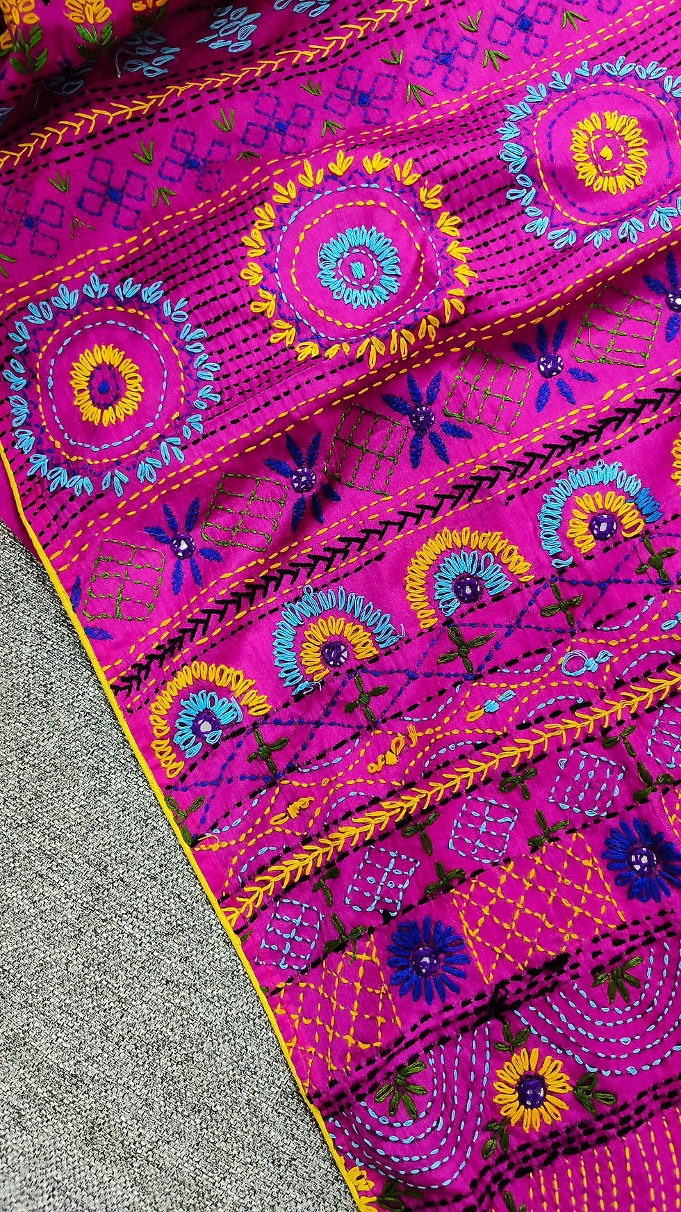 Thumbnail: Handcrafted Lambani Hand Embroidery Silk Saree – Pink