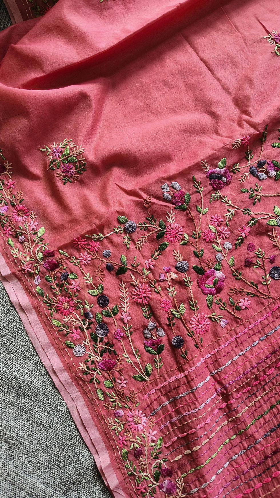 Chanderi Silk Cotton Hand Embroidered Saree