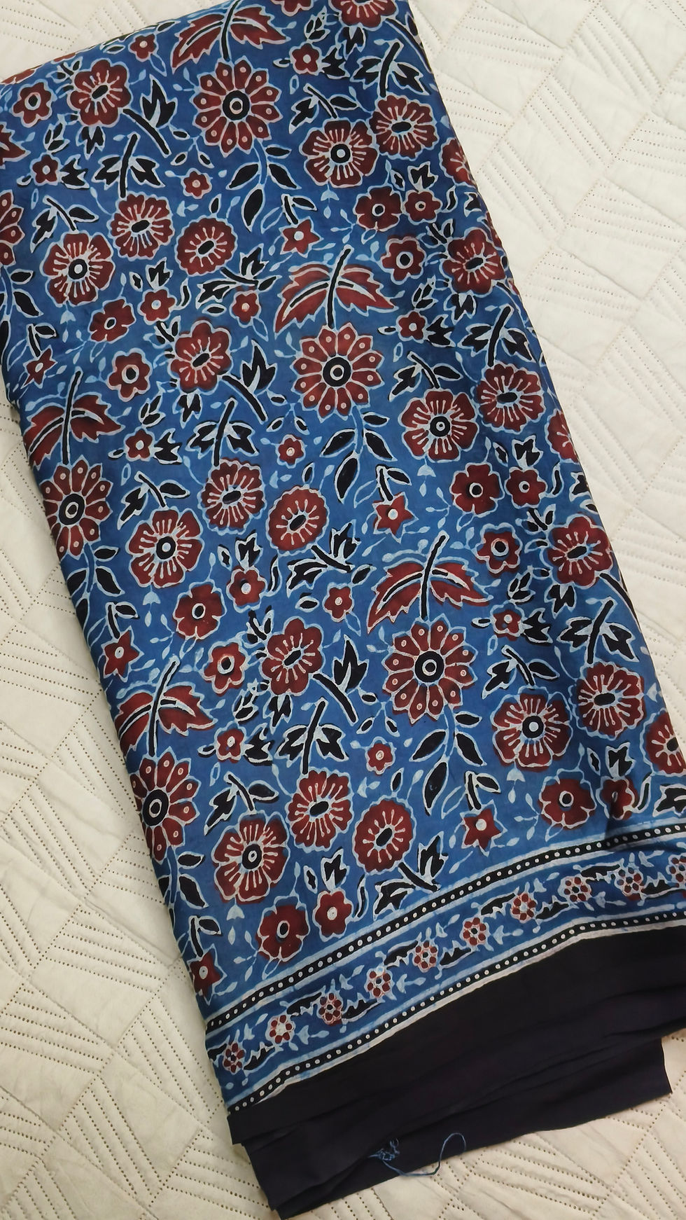 Ajrakh Indigo Modal Silk Saree