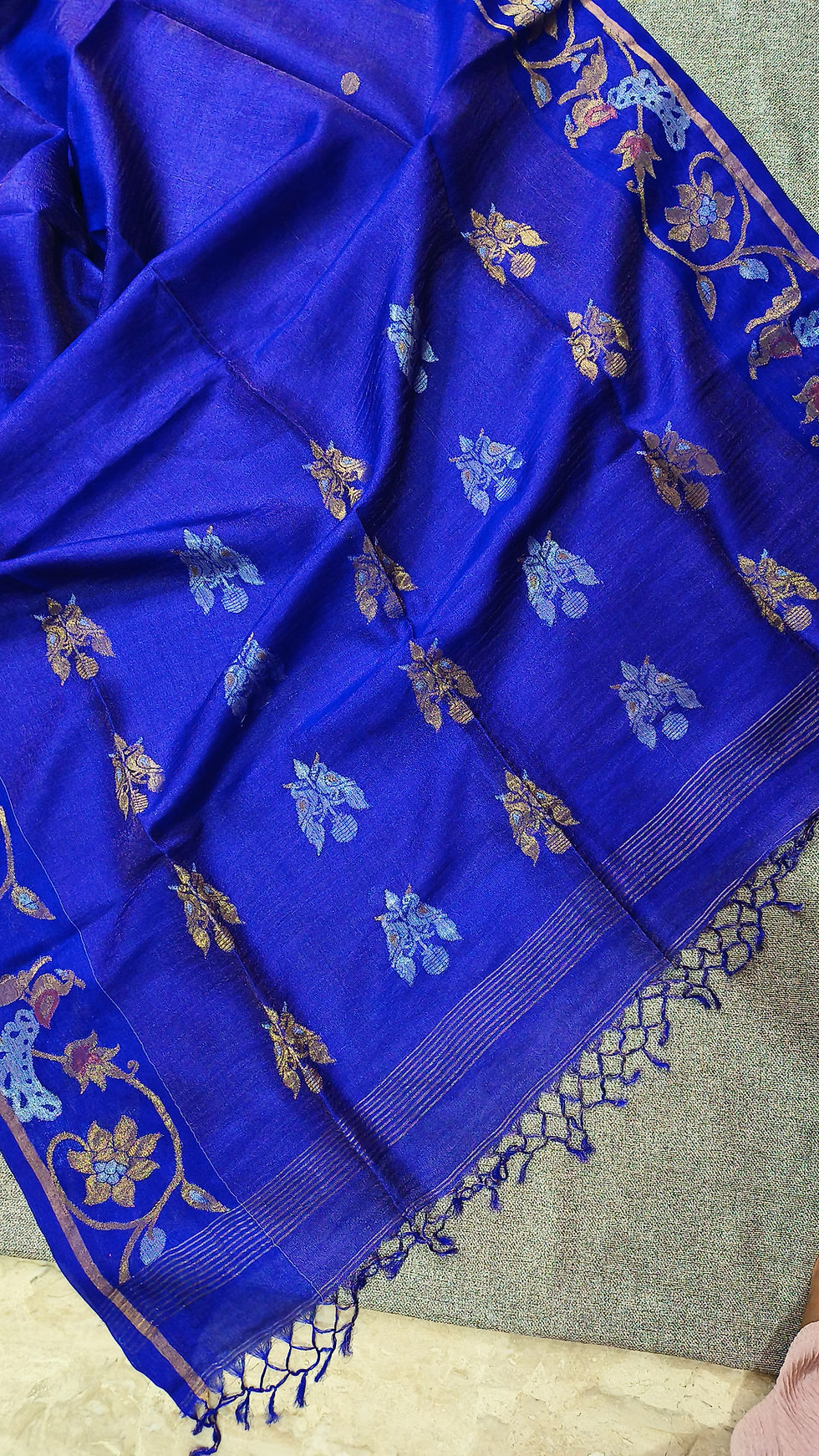 Thumbnail: Tussar Silk Jamdani Banarasi Saree for weddings