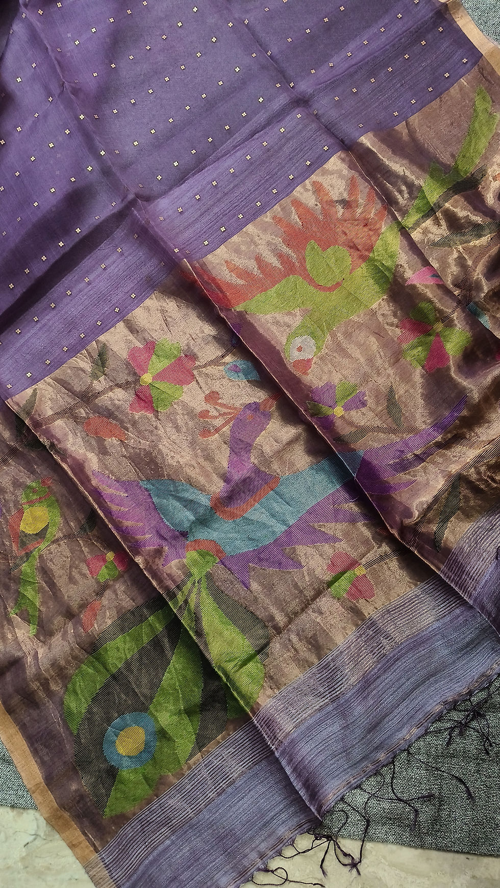 Thumbnail: Handwoven pure muslin silk jamdani saree