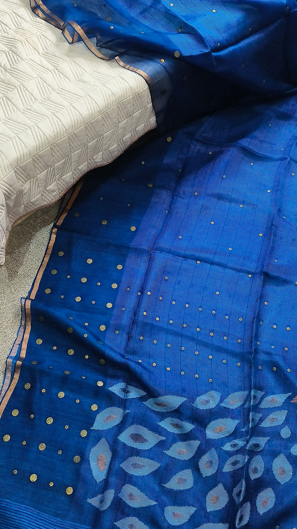 Thumbnail: Indigo Muslin Silk Jamdani Saree