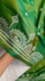 Dhupchaanv Kutchi Bharat Hand Embroidery Parrot Green Silk Saree – White Thread