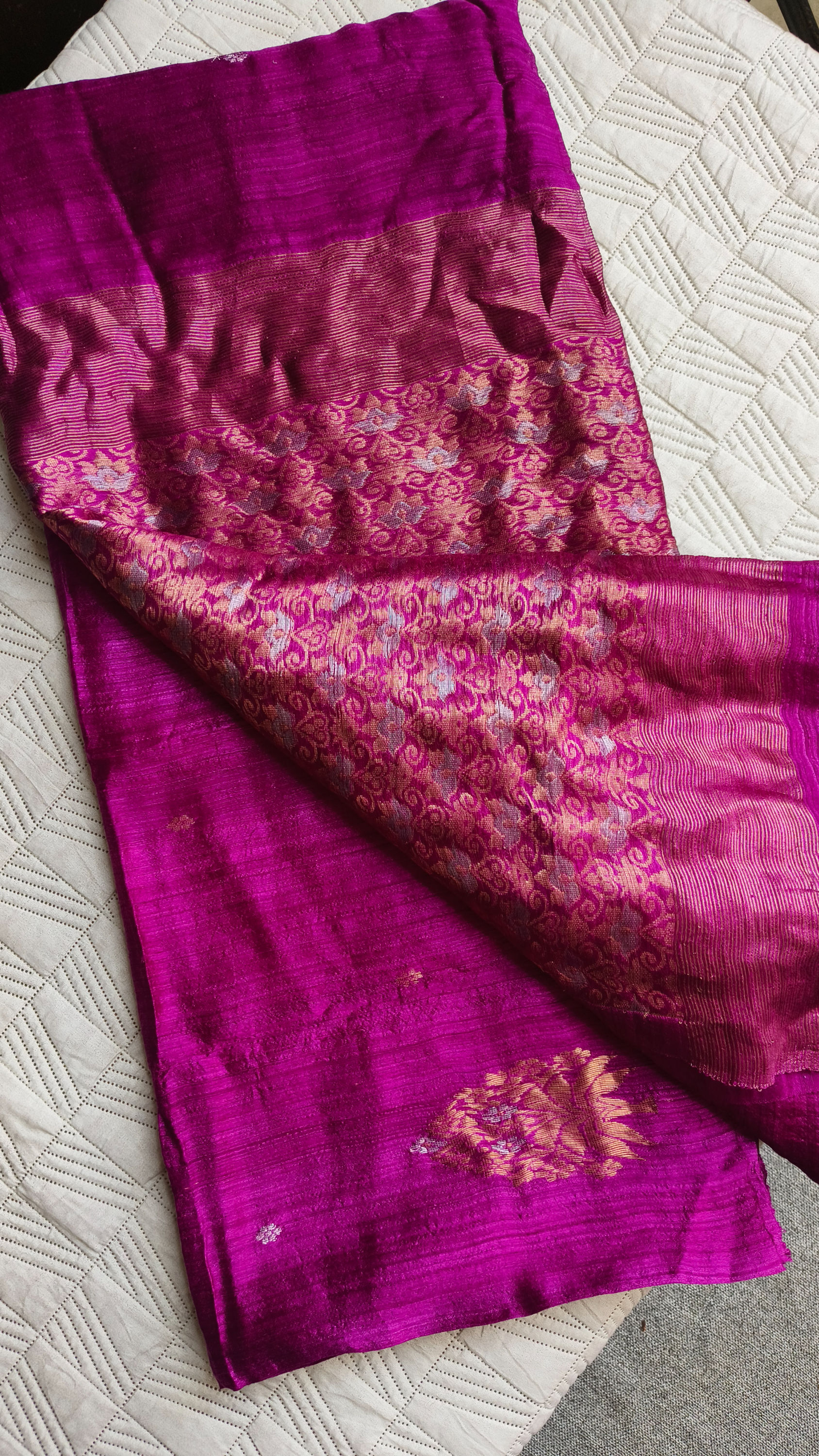 Matka Silk Banarasi Saree MildMagenta