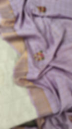 Zari border with hand embroidery on Bhagalpuri silk saree