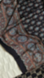 Handblock printed pure ajrakh modal silk saree with natural dye