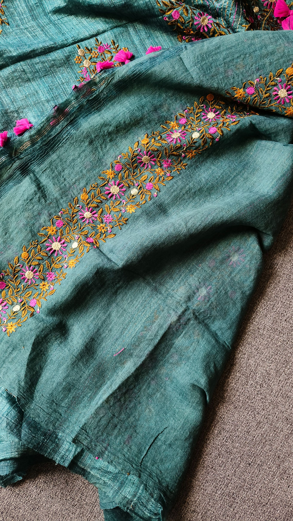 Thumbnail: Matka Silk Embroidery Saree PastelSky