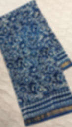 Traditional Dabu hand block print on Kota Doria saree