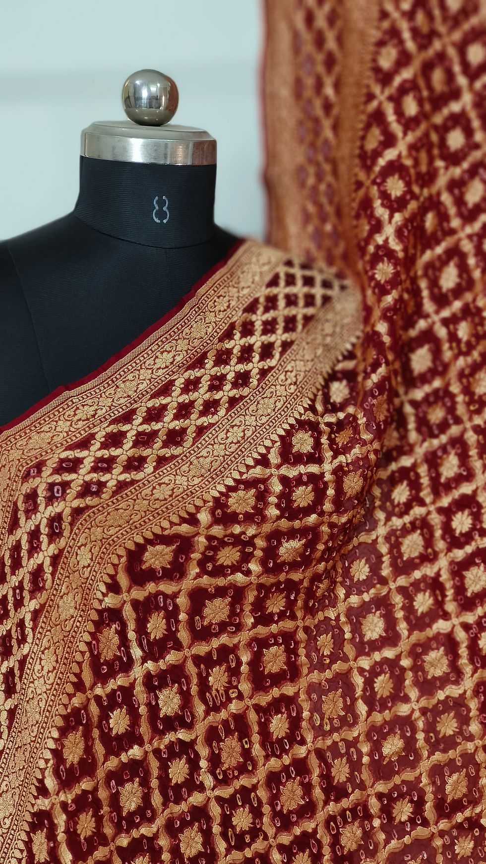 Thumbnail: Pure georgette Banarasi Bandhani dupatta in yellow and white