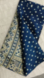 Lightweight handcrafted Ajrakh Bandhani saree fabric