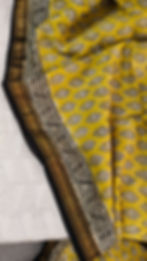 Handblock printed border detail on Maheshwari cotton silk saree