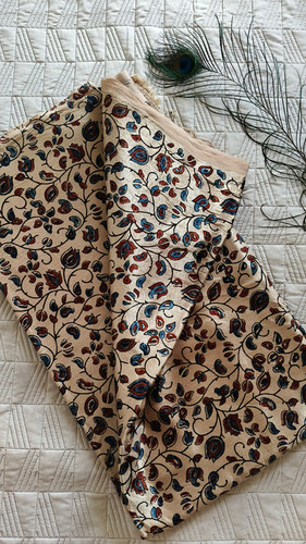 Beige - Natural Dyed Mashru Silk Ajrakh Print Fabric 13