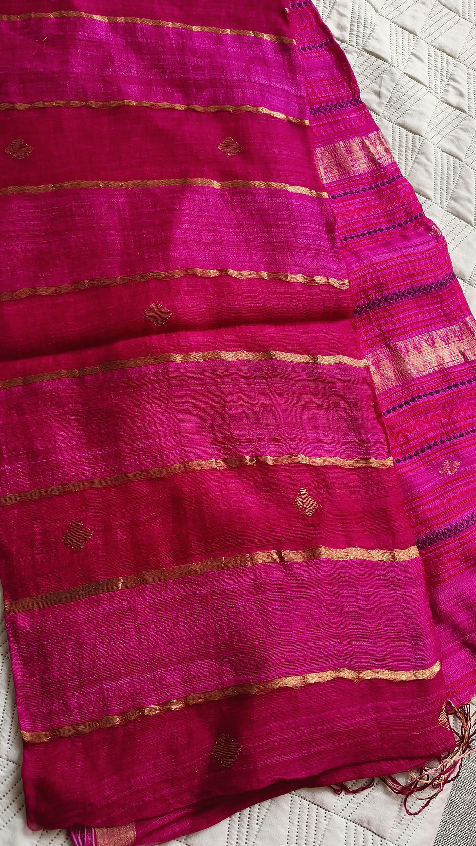 Thumbnail: Matka Muslin Silk Saree RaniPink