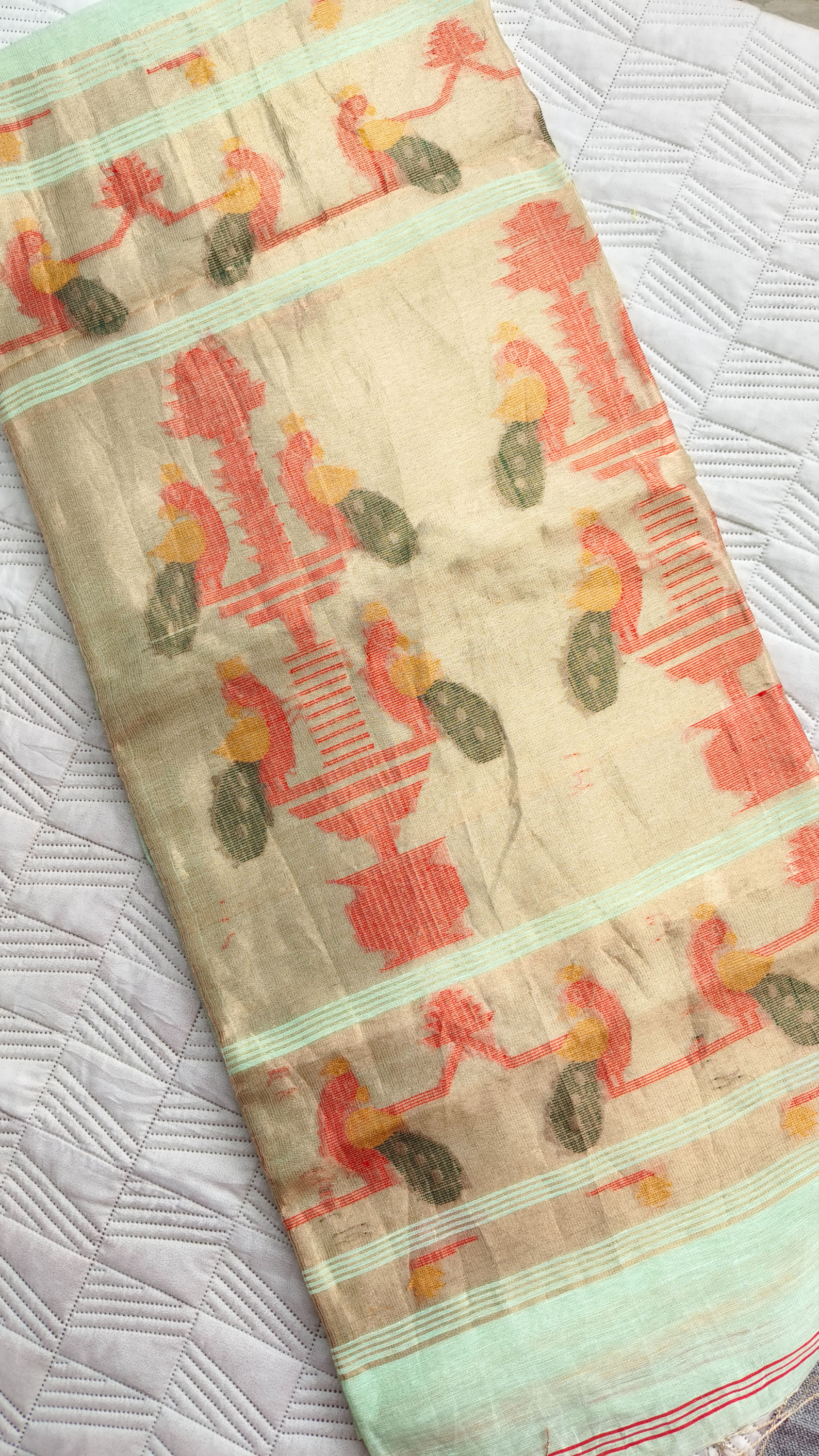 Silk Linen Saree PistaPaithaniPallu