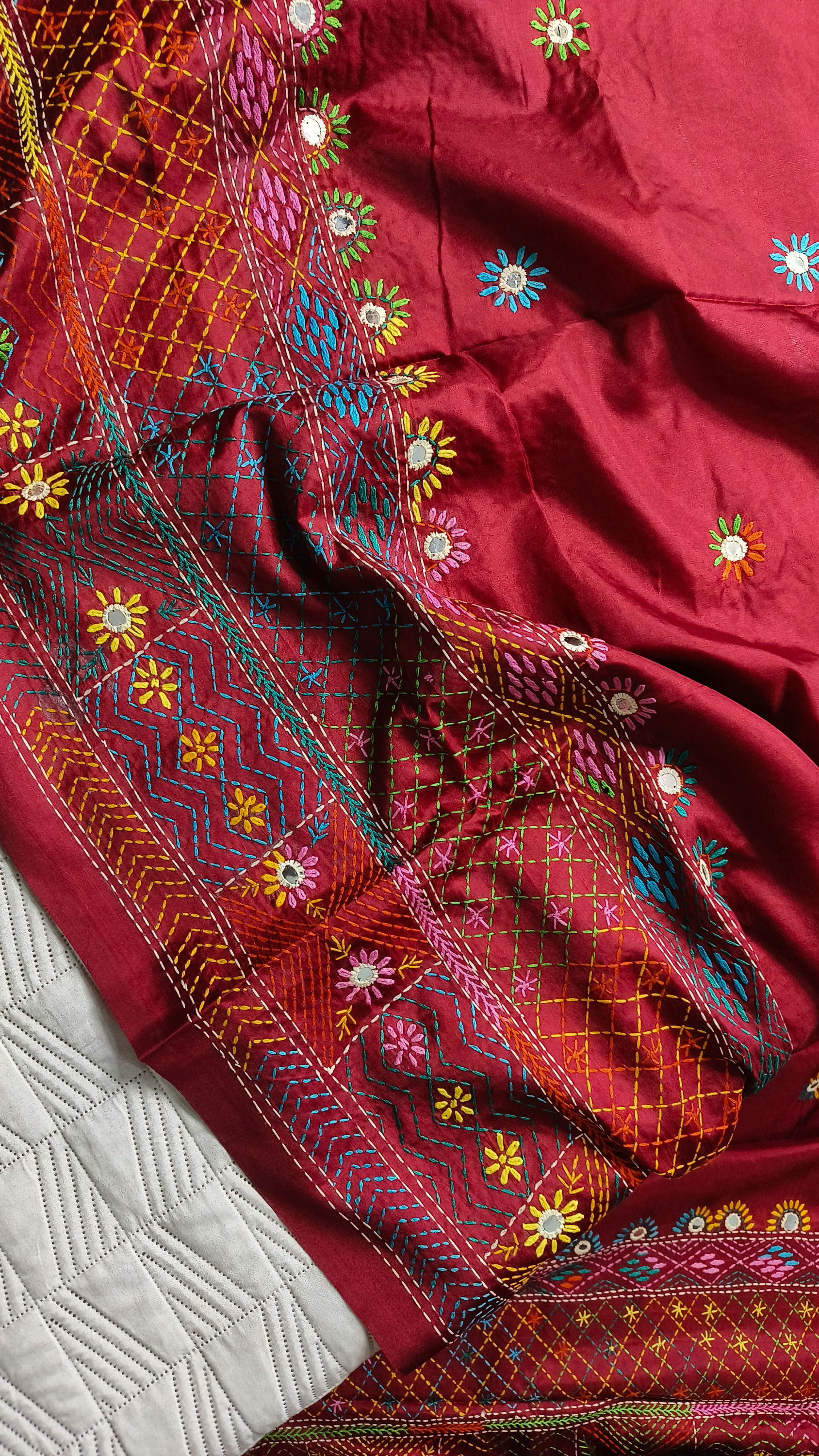 Lambani Hand Embroidered Silk Saree – Multicolour Thread Work