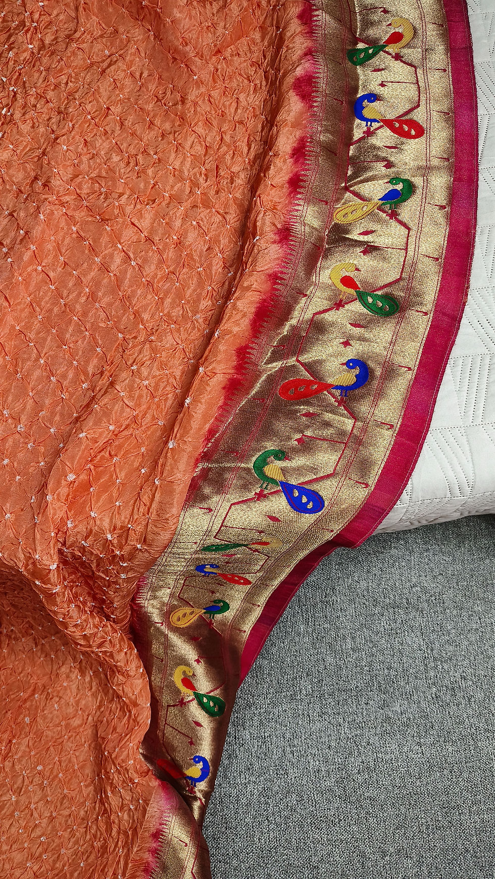 Handcrafted bandhani silk saree