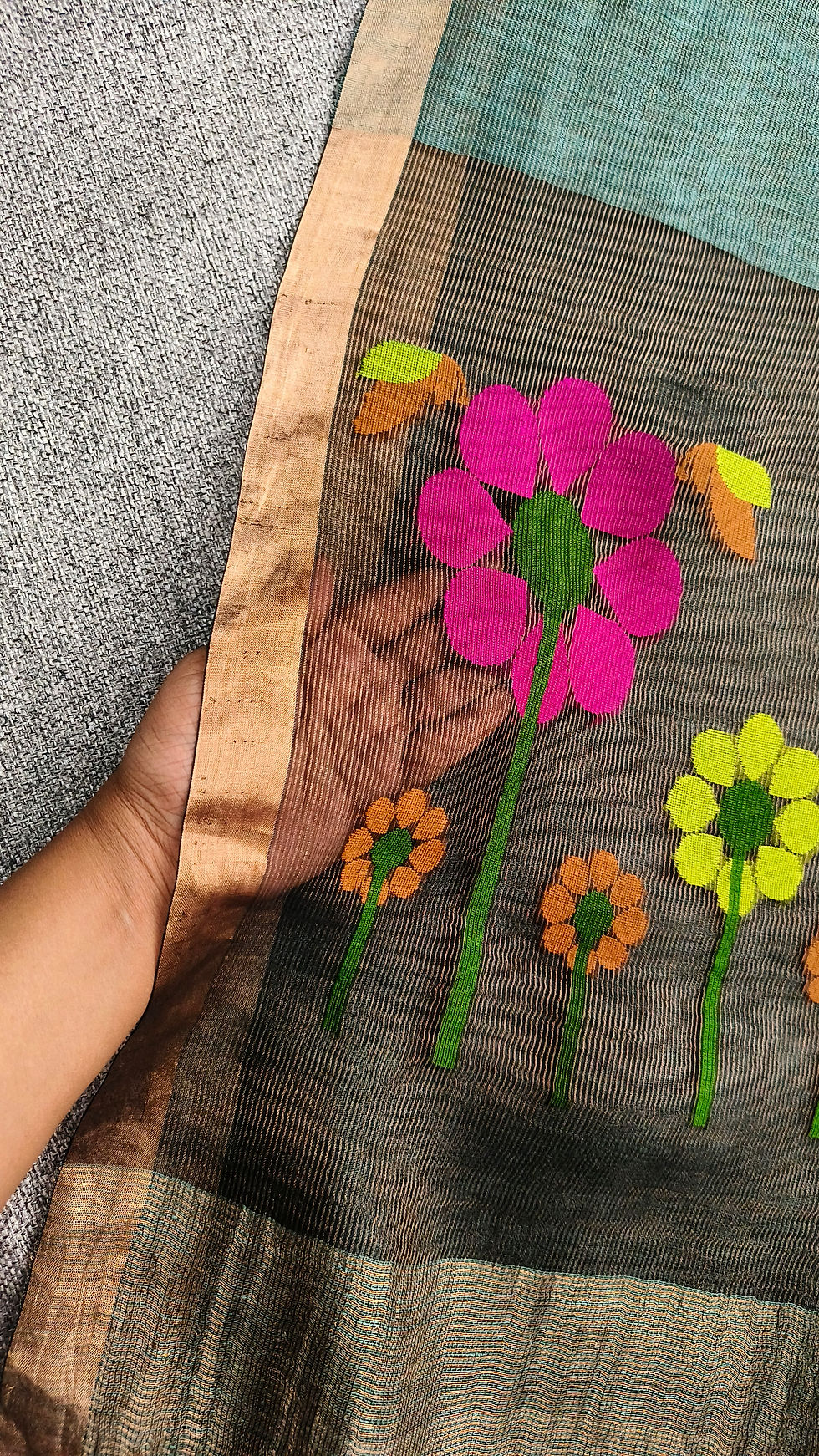 Thumbnail: Handloom Tissue Silk Linen Saree
