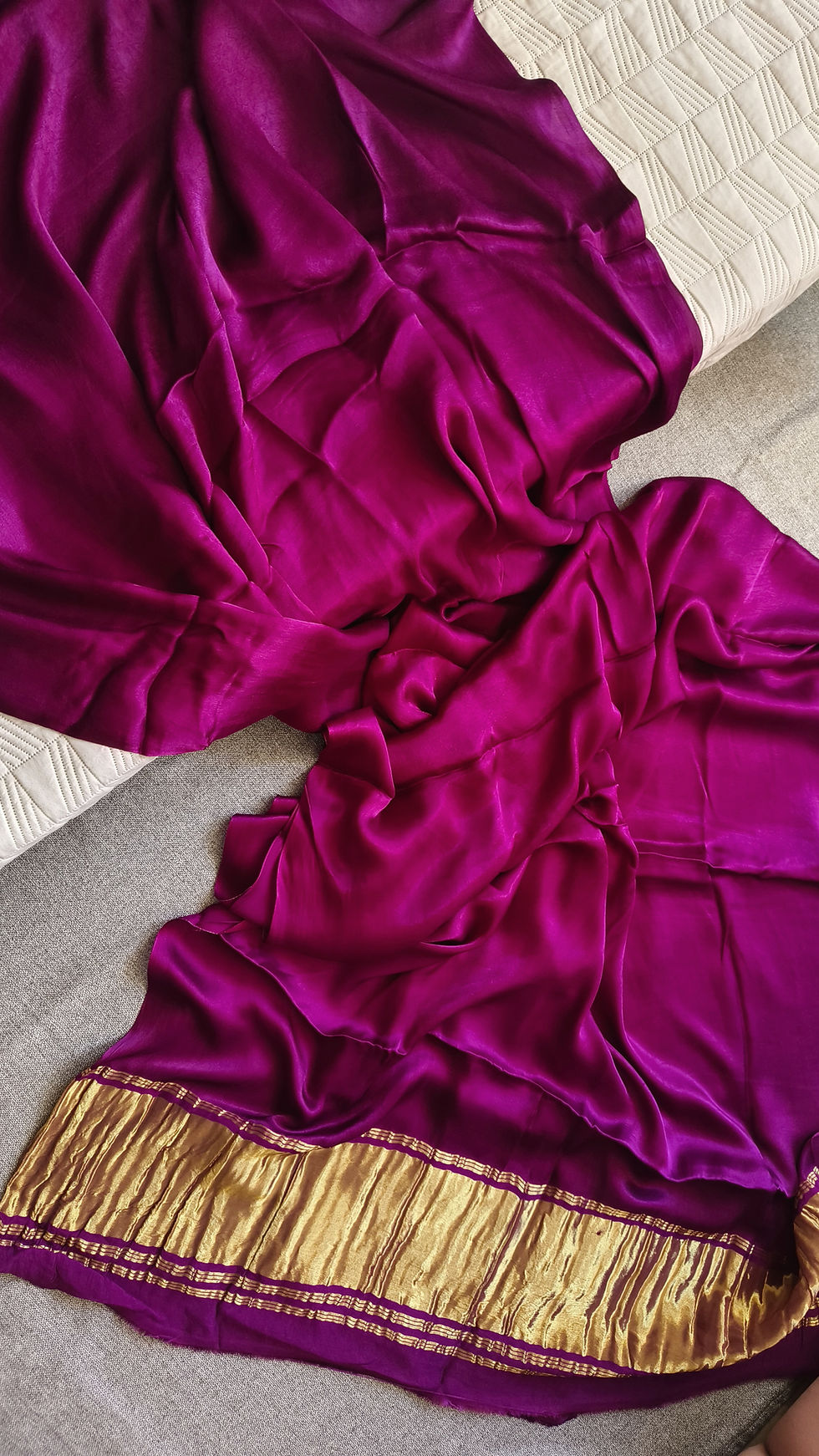 Thumbnail: Plain Gajji Modal Silk Saree PurpleDeep