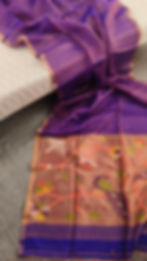 Handwoven Muslin Silk Saree with sequins