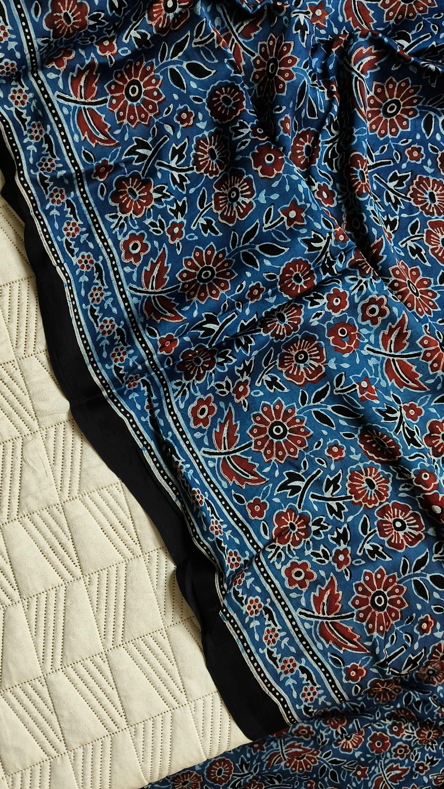 Ajrakh Indigo Modal Silk Saree