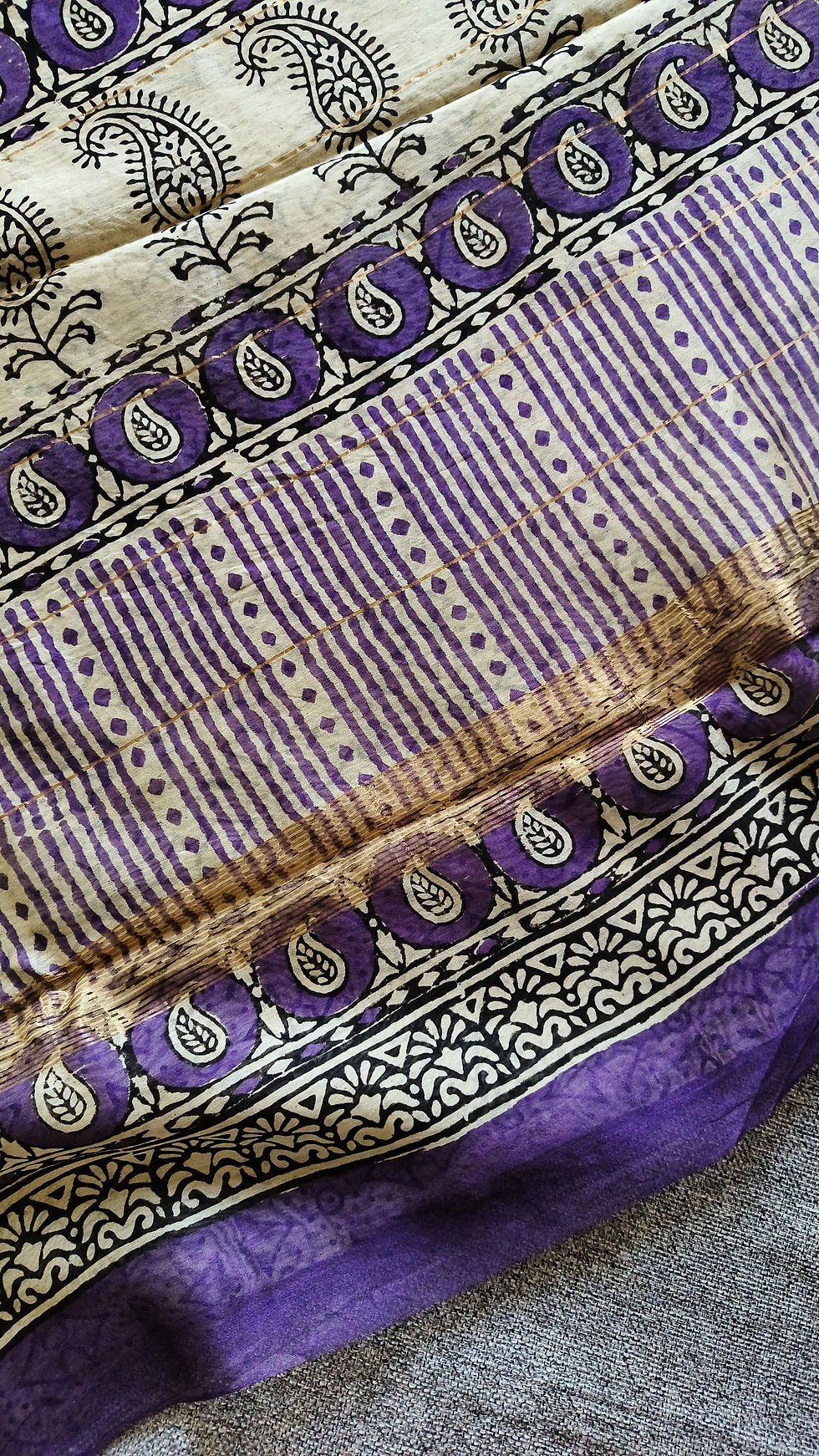 Thumbnail: Maheshwari Cotton Silk Yellow Saree – Handblock Print Summer Office Wear