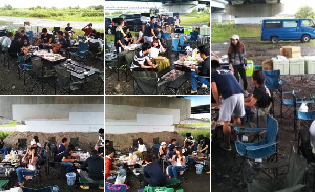 天竜川でBBQ