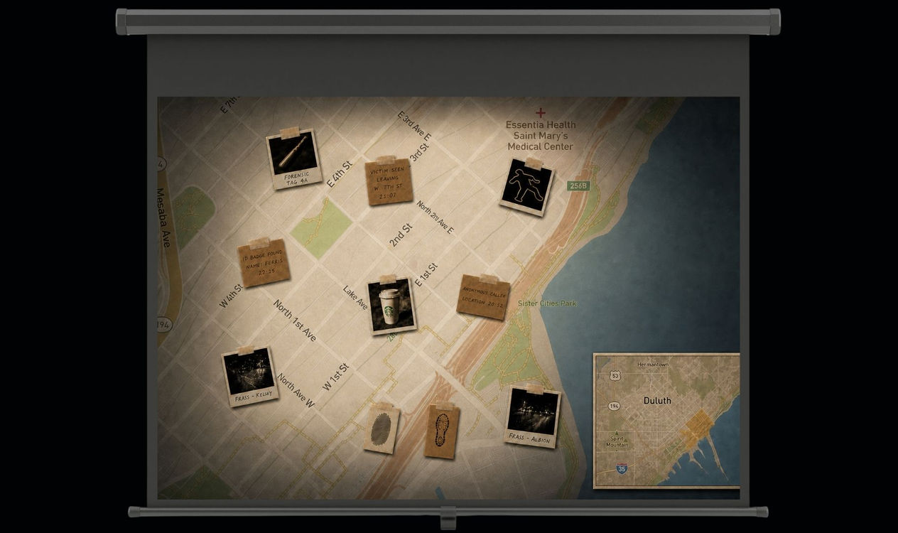 Walking map of Duluth with numbered locations near downtown landmarks and public spaces.