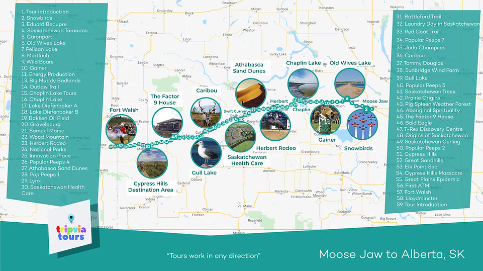 moose jaw to aberta audio driving tour map