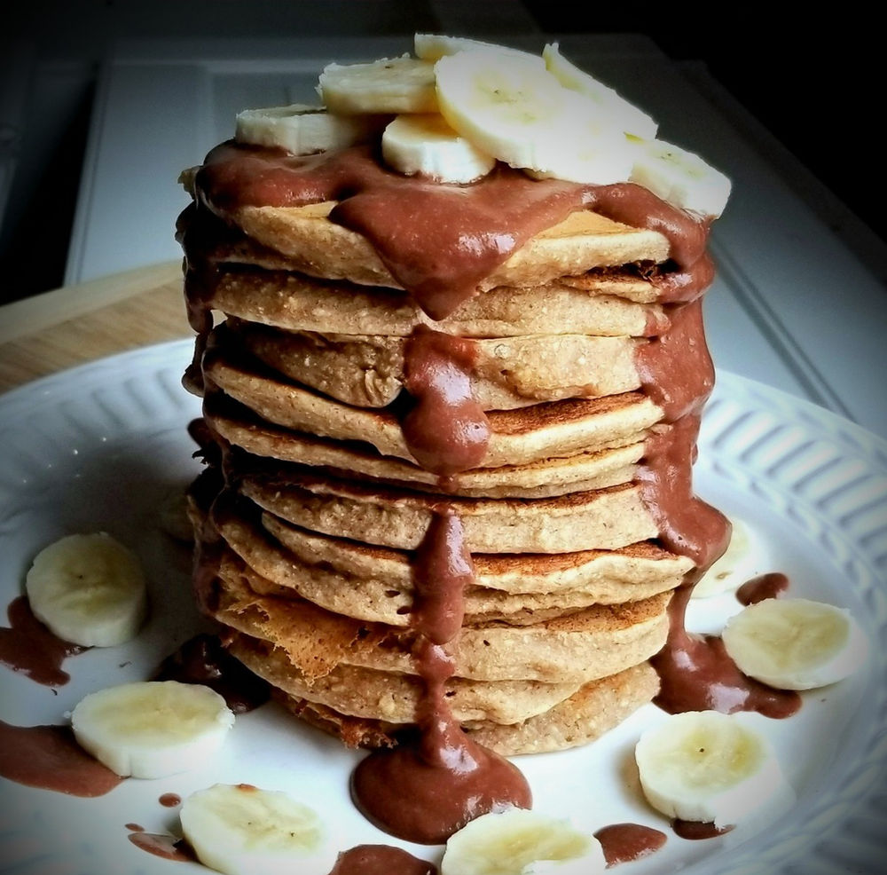Banana Pancakes with Chocolate Sauce