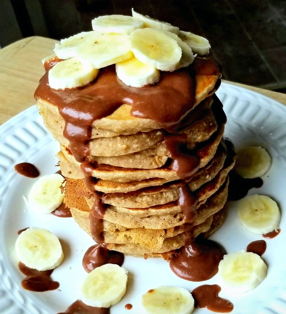 Banana Pancakes with Chocolate Sauce