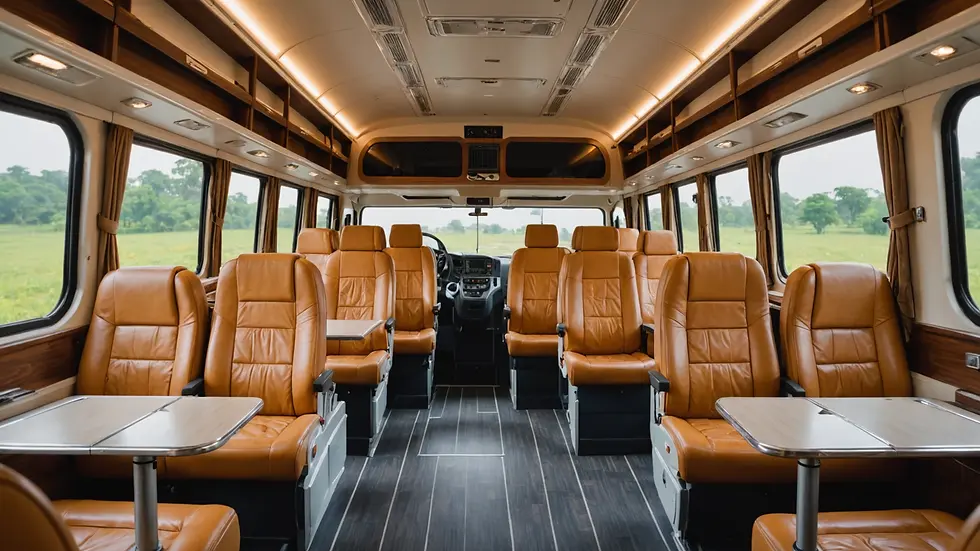 Interior view of a Tempo Traveller showing spacious seating