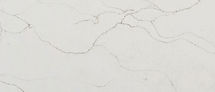 Close-up of Calacatta Prado quartz showing bold gray veining detail