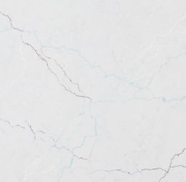 Close-up of Calacatta Miraggio SeaGlass quartz showing sea-green veining detail