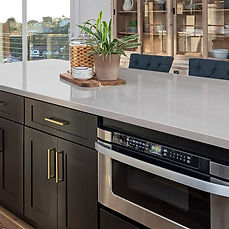 Soapstone Mist quartz countertop in modern transitional kitchen