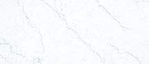 Close-up of Calacatta Miraggio Cielo quartz showing blue and gray veining detail