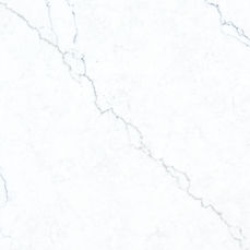 Close-up of Calacatta Miraggio Cielo quartz showing blue and gray veining detail