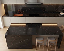 Nero Sahara quartz kitchen countertop installed in Toronto