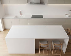 Perla quartz countertop in a modern Toronto kitchen