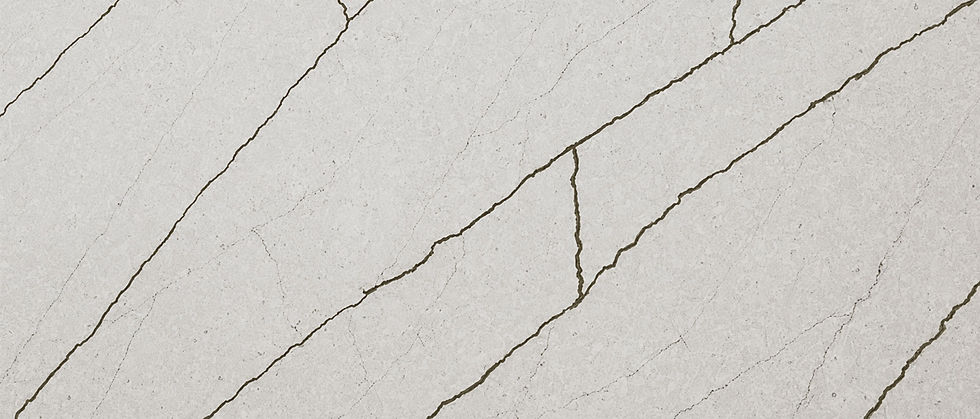 Sabbia Reale quartz slab, rich brown veining on warm cream-grey, Toronto