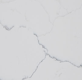 Close-up of Statuary Classique quartz showing bold Statuario-style gray veining