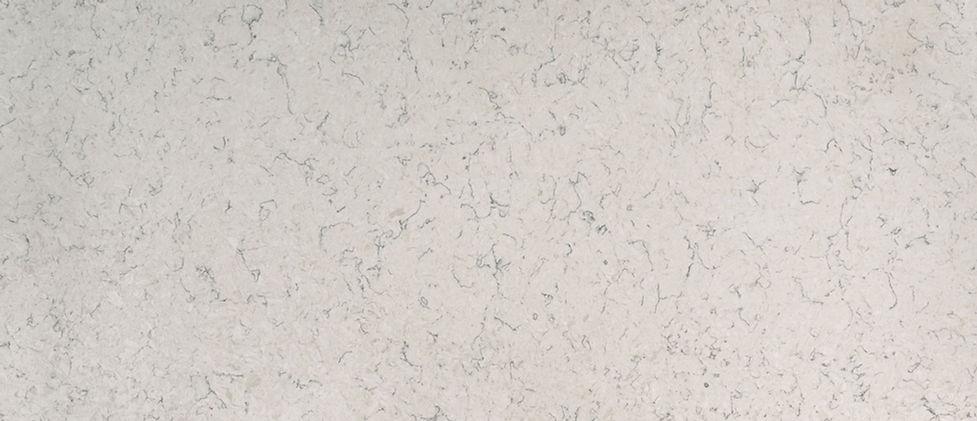 Carrara Mist quartz slab with cool white-gray surface and cloudy misted veining